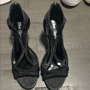 Women's Black Glitter Heels